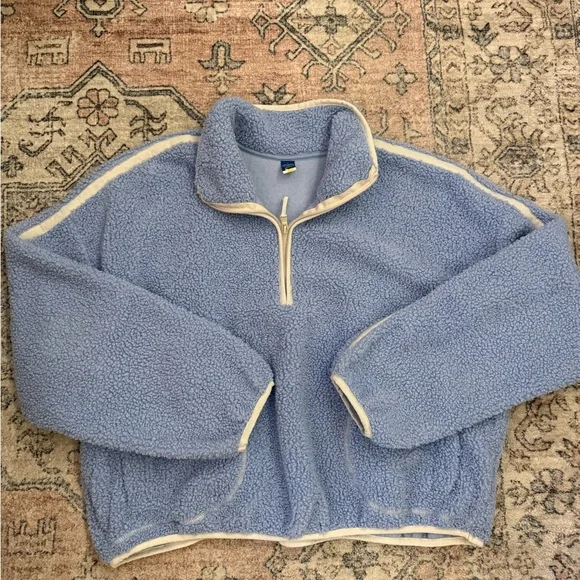 Old Navy Women's Loose Sherpa Quarter Zip - Picture 2 of 4